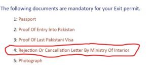 Documents required for an Exit Permit