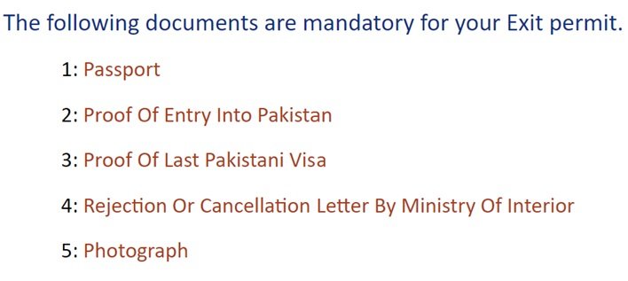 Required Documents for your Exit Permit